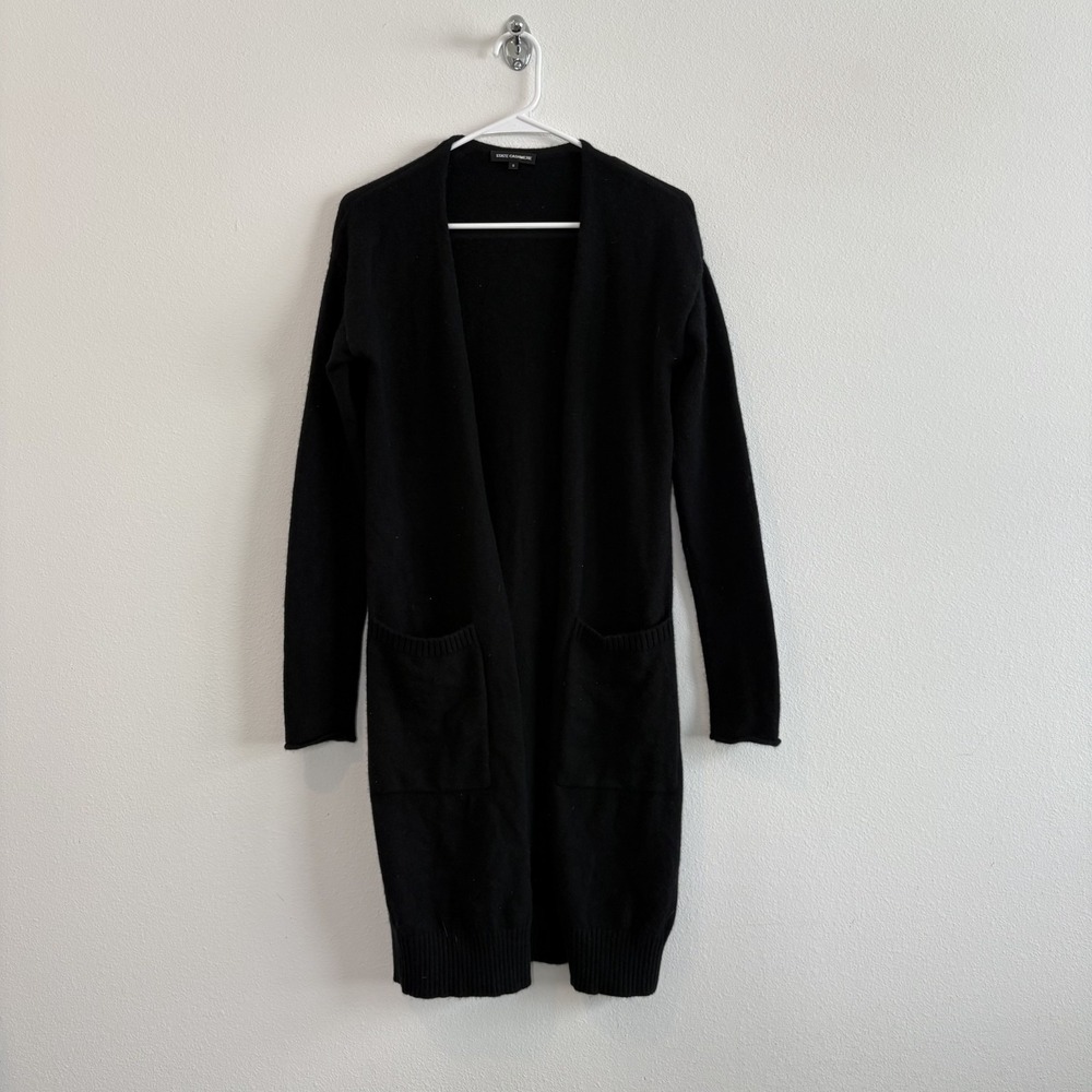 State Cashmere Cardigan Black Midi Women S Black Classic Quiet Luxury Duster